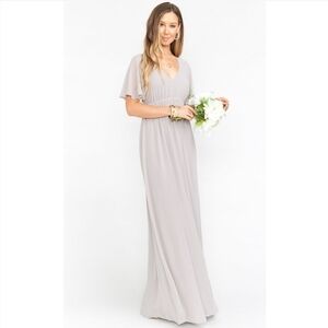 Show Me Your MuMu Emily Empire Maxi Dress Dove Grey Chiffon Med NWT